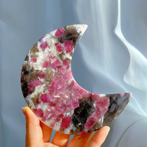 Nuova Luna in Tormalina Rosa, Cristallo Naturale per Guarigione Reiki, Bestseller in Pietra Artigianale per Decorazione Casa - Product Image 2