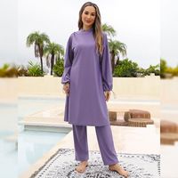 Vente en gros de 3 pièces de maillots de bain islamiques modestes pour femmes, burkini, maillot de bain musulman pour femmes