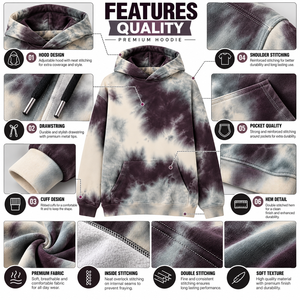 Sweat-shirt à capuche tie-dye pour homme, coupe régulière, oversize, en molleton bouclette, décontracté, pour l'automne, prix de gros - Product Image 6
