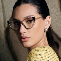 81098 Anti-lumière bleue lentille lunettes cadre femmes oeil de chat montures de lunettes Vintage TR90 métal Transparent lunettes hommes