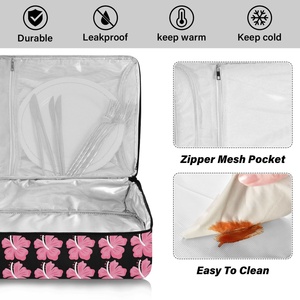 Sac isotherme personnalisé pour livraison de repas, motif fleur rose Hawaïenne, pour pizzas, casseroles et plats chauds - Product Image 4