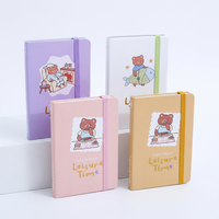 Carnet créatif A6 en PU avec couverture rigide, motif animaux mignons, élastique, idéal pour étudiants, journal, voyage, promotion 2026