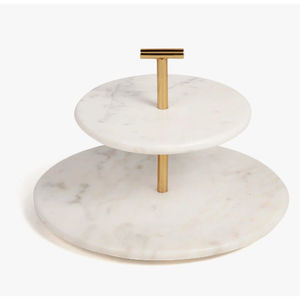 Premium Quality Marble <b>Cake</b> <b>Stand</b> with 2-<b>Tier</b> Polished Surface Shape Handmade Trendy Designed Dishwasher Safe for <b>Cake</b> Display - Product Image 1