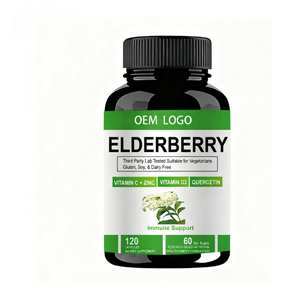 Capsules de soutien immunitaire à la baie de sureau et à la quercétine avec vitamine C, zinc et D3, végétaliennes et sans gluten - Product Image 1