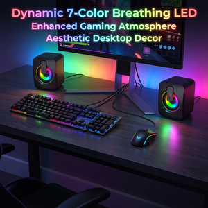 Haut-parleurs d'<span class=keywords><strong>ordinateur</strong></span> LED RGB 7 couleurs, alimentés par USB, 3W*2, haut-parleurs filaires pour PC, son stéréo 2.0 pour jeux, <span class=keywords><strong>ordinateur</strong></span> de bureau, <span class=keywords><strong>ordinateur</strong></span> portable - Product Image 5