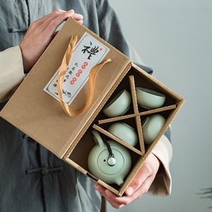 Ding Ware Portable Travel Tea <b>Set</b> Ceramic Xishi <b>Teapot</b> One <b>Teapot</b> Two <b>Cups</b> Gift <b>Set</b> Home Use - Product Image 1