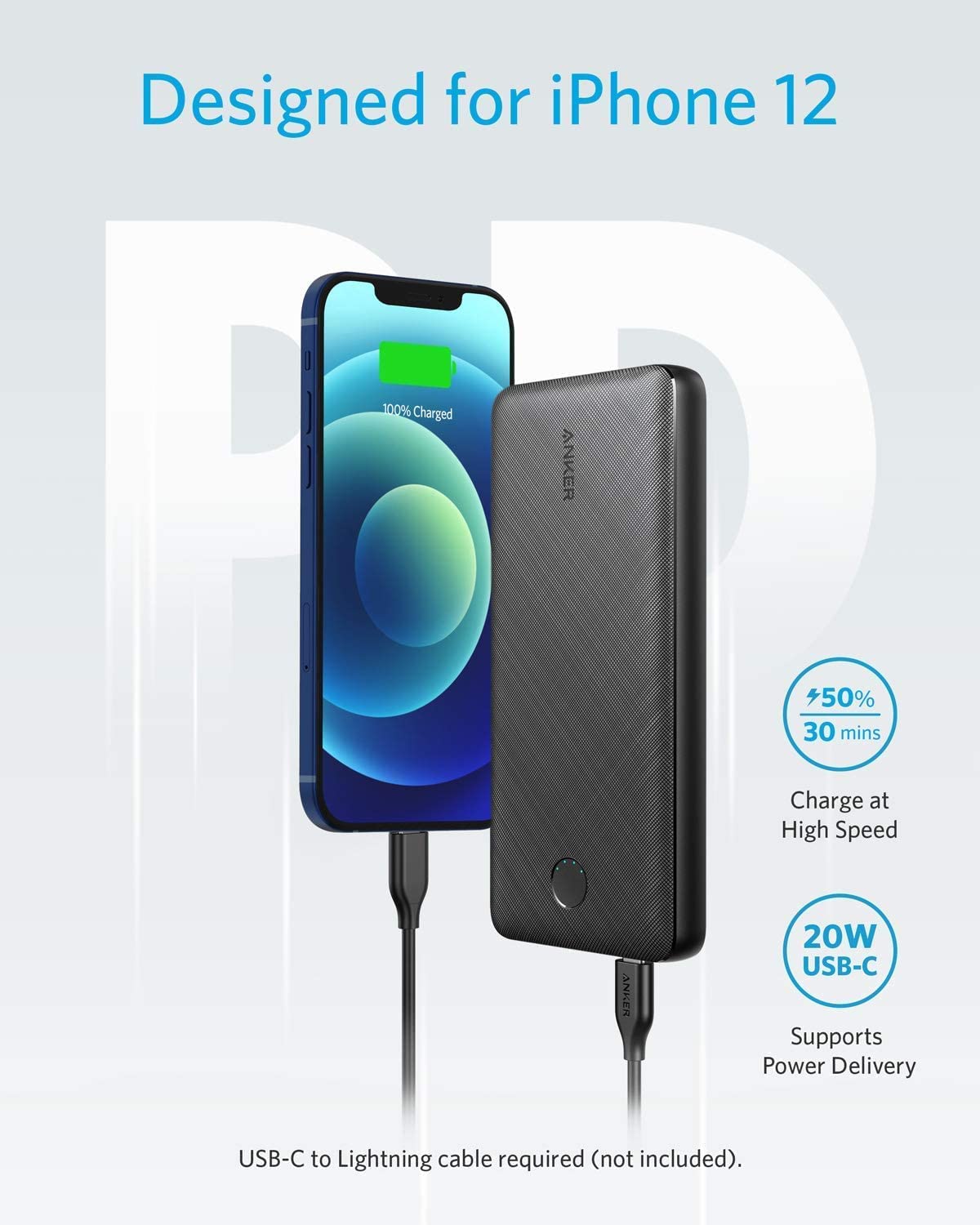 Anker 525 güç bankası (PowerCore Essential 20K PD) Anker USB-C güç