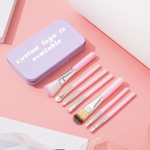 Set Professionale di Trucco con Polvere Rosa, Pennello Piatto e a Ventaglio con Setole Sintetiche <span class=keywords><strong>per</strong></span> Viso, Occhi, Labbra, Correttore e Blush - Product Image 6