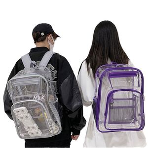 Large Capacity PVC <b>Clear</b> <b>Travel</b> Backpack Customized Waterproof Phone <b>Bag</b> Linen Vintage School <b>Bag</b> for Men Women Promotional - Product Image 1