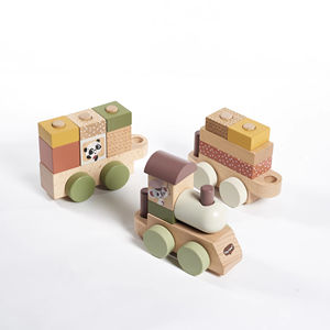 Tiny Love Train à empiler en bois style bohème chic, blocs de bois de qualité supérieure, jouets pour enfants de 0 à 4 ans - Product Image 1