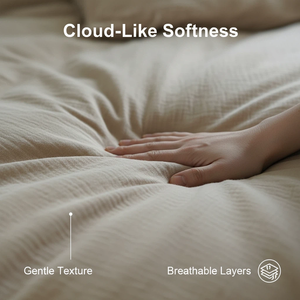 Set di Biancheria da Letto Vintage in Crepe de Chine a Doppio Strato, Quattro Pezzi, Copripiumino e Lenzuola in Puro Cotone - Product Image 2