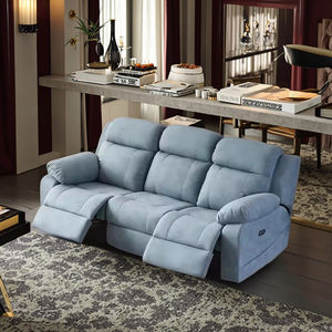 Sofá Modular de Cuero de Diseño Lujoso con <span class=keywords><strong>Chaise</strong></span> <span class=keywords><strong>Longue</strong></span> Reclinable Eléctrica Extensible, Sofá <span class=keywords><strong>Cama</strong></span> Adecuado para Salas de Estar y Villas - Product Image 1