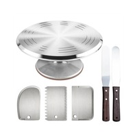 Kit de décoration de gâteaux en aluminium en gros : fournitures, plateau tournant, douilles à pâtisserie, outils avec support rotatif et plateau pivotant
