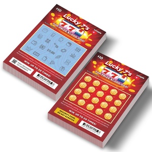Billets de loterie à gratter personnalisés Jackpot Lucky 777, conception gratuite, papier à noyau noir, impression numérique, gagnez en grattant - Product Image 1