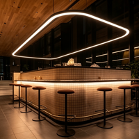 Suspension LED en profilé aluminium courbé, lumière chaude 3000K, pour comptoir de bar commercial, bar à cocktails, boîte de nuit, lounge