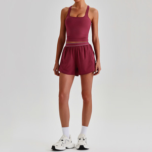 Damen Lauf- und Radsport-Sportbekleidung Trainingsanzug Stoßfestes Gepolstertes Tanktop & Shorts mit Seitentaschen Aktivwear Fitness Yoga Set - Product Image 4