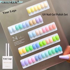 24 colores Macaron Gel Nail Art Set TPO HEMA Free Solid Baby Blue Candy Tones Polish para salón UV Nail Gel Polish Set - Product Image 1