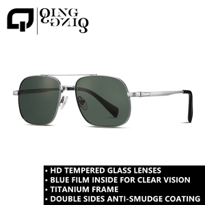 Montature per occhiali <span class=keywords><strong>da</strong></span> sole in titanio premium per <span class=keywords><strong>uomo</strong></span>, LENTI IN VETRO TEMPERATO ad alta definizione, doppia barra, per escursionismo, spiaggia, pesca, anti-riflesso, flessibili - Product Image 2