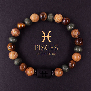<span class=keywords><strong>12</strong></span> signo de la estrella del zodiaco constelaciones bisel ajuste hecho a mano Ojo de Tigre pulsera elástica con cuentas para pareja Unisex Tauro <span class=keywords><strong>Capricornio</strong></span> - Product Image 4