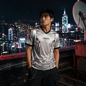 Camiseta de Fútbol Plateada Metálica, Estilo Futurista, Reflectante, Ropa Deportiva, Maillot de Fútbol - Product Image 5