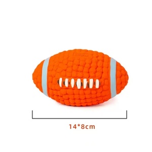 Toptan Guanjie ABS Köpek Çiğneme Oyuncak Topu Aşınmaya Dayanıklı Tasarım Yumuşak Ses Çıkaran Rugby Futbol Şeklinde İnteraktif 110x70x63mm - Product Image 5