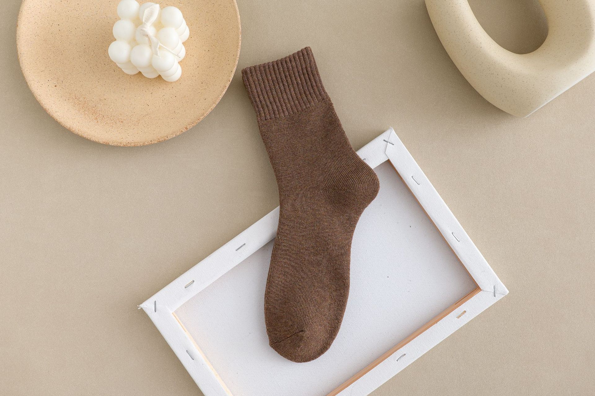 Womens terry socks-coffee