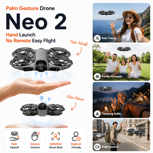 โดรน Neo 2 ควบคุมด้วยท่าทางมือ พร้อมฟังก์ชั่นปล่อยและกลับอัตโนมัติ ถ่ายเซลฟี่ กล้อง UAV สำหรับมือใหม่ ครอบครัว ท่องเที่ยว วีล็อกกิ้ง ชุดคอมโบ - Product Image 1