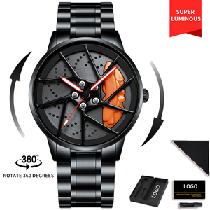Thả vận chuyển chất lượng cao bán buôn người đàn ông không thấm nước Đồng hồ Thạch anh cổ tay thể thao Gyro hợp kim xoay rim quay xe bánh xe đồng hồ - Product Image 3