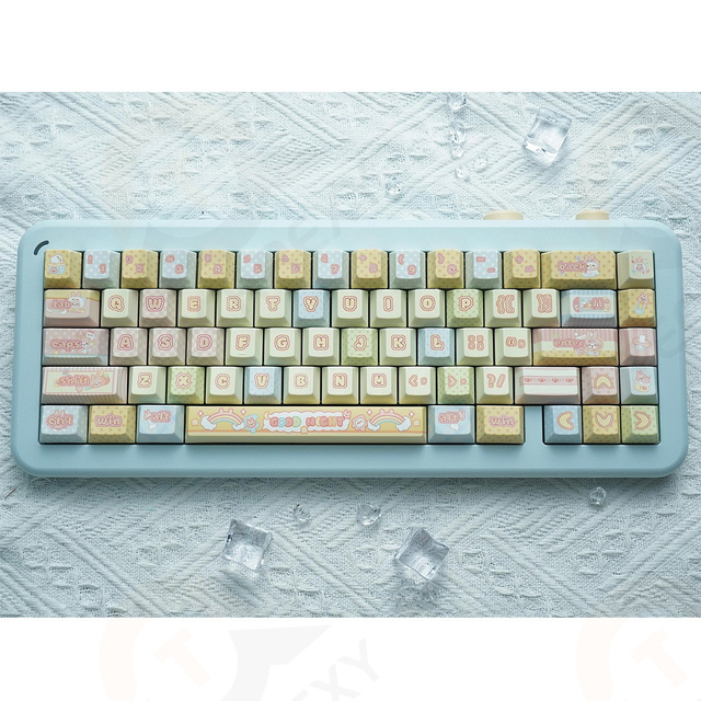Colorful Bunny Themed OEM Custom Keycap Set PBT Material for MX Keyboards Personalized Keyboard Machining Services