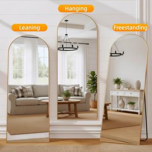 GKMZCGT Full Length <b>Mirror</b> 71x30 Arched Aluminum Alloy Frame <b>Wall</b> Mountable Tempered Glass Minimalist Design - Product Image 6