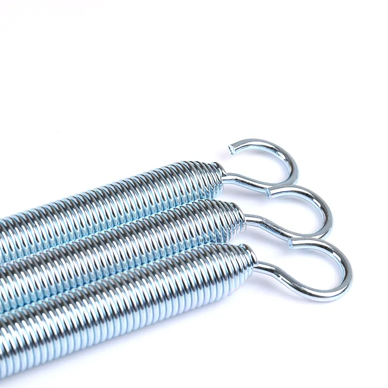 Hongsheng Spring Manufacturers Silver Zinc Long Large Adjustable Coil Tension Spring With Hook