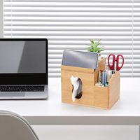 Boîte à mouchoirs en bois en gros avec plateau de rangement, support à mouchoirs en bambou avec organisateur de télécommandes et de maquillage