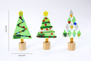 Artisan Fused Glass Xmas <b>Tree</b> Ornament Handmade Festive Holiday Wall & <b>Tabletop</b> Decor Piece - Product Image 6