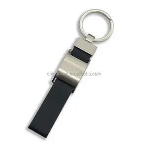 Blank Laser Engraving Custom Metal Keyring Promotion Leather Keychain Gift