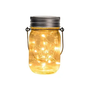 Goldmore 6 Pack 15 Led String Fairy Lights Garden Decor Hanging Solar Mason Jar Lid Lights for Patio Garden, Yard and Lawn