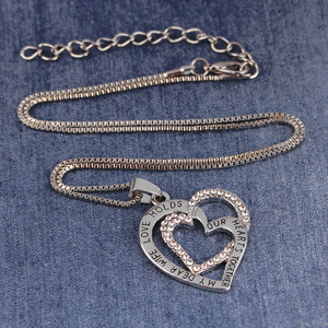 Collar con Colgante en Forma de Corazón y Cadena de Serpiente de Aleación de Zinc, ZRM Fashion, Mi Querida Esposa, El Amor Unifica Nuestros Corazones, Regalo Romántico de Aniversario - Product Image 2