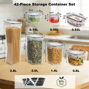 Set di 42 Contenitori Ermetici per Alimenti Senza BPA, Impilabili, in Plastica Trasparente per Farina, Zucchero, Dispensa e Preparazione Pasti - Product Image 2