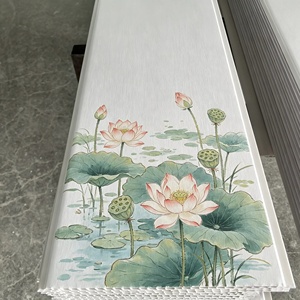 แผ่นพีวีซีลายดอก<span class=keywords><strong>บัว</strong></span>ใบไม้สีเขียวสวยงามสำหรับตกแต่งห้อง - Product Image 1