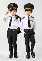 Costumes de jeu de rôle pour enfants, uniforme de capitaine, combinaison de pilote pour enfants, uniformes d'hôtesse de l'air pour garçons et filles