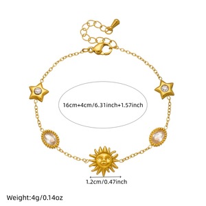 Sun And Star Gold Plated Jewelry <b>Set</b> For Women Everyday Wear Three Piece With Rhinestone Oval Pendant <b>Bracelet</b> Necklace Earrings - Product Image 4