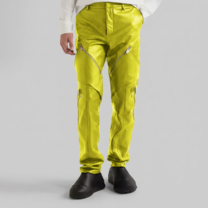 Pantalons décontractés en cuir véritable pour hommes |   Pantalons modernes, coupe slim, légers, taille haute, respirants, écologiques |   Usine de vente en gros - Product Image 5