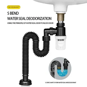 Odor-Proof Basin Retractable PVC Sewer Pipe Balcony Washstand Hose Fittings Bathroom Basin Bottle Trap Waste Pipe