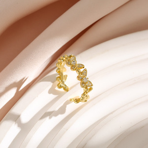 Vente en gros de bagues ouvertes en or 14 carats avec micro-incrustation de moissanite VVS GRA, bijoux en moissanite, ajustables pour femme - Product Image 4