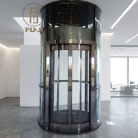 Ascensore Circolare in Vetro Curvo Sicuro per Villa Privata, Sistema a Trazione 0,4 m/s con Pavimentazione Decorativa