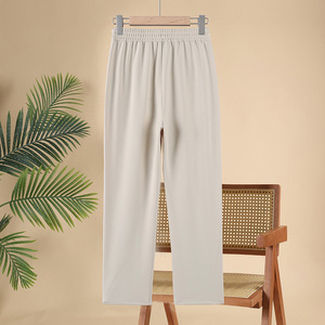 <span class=keywords><strong>Pantaloni</strong></span> comodi elastici da <span class=keywords><strong>donna</strong></span> Casual primavera estate abito da lavoro a metà ampio Design formale traspirante frontale piatto per il lavoro d'ufficio - Product Image 4