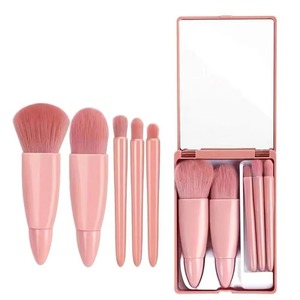 Juego <span class=keywords><strong>de</strong></span> 5 Brochas <span class=keywords><strong>de</strong></span> Maquillaje Portátiles con Espejo, Mini Brocha Cosmética <span class=keywords><strong>de</strong></span> Viaje para Base, Polvo, <span class=keywords><strong>Labios</strong></span>, Sombra <span class=keywords><strong>de</strong></span> Ojos, Kabuki, Herramientas <span class=keywords><strong>de</strong></span> Maquillaje - Product Image 1