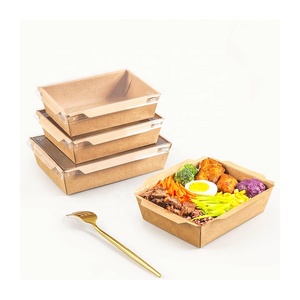 Boîtes jetables autoportantes en papier kraft 700 ml pour la restauration rapide, les fruits à emporter, avec couvercle à fenêtre en plastique, pour sushis, salades et usage en <span class=keywords><strong>restaurant</strong></span> - Product Image 5