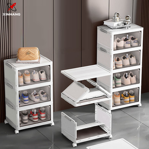 XinHang 多層防塵折りたたみ式シューズラック 収納キャビネット 長方形PPスニーカー用透明シューズボックスコンテナ - Product Image 4