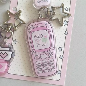 Plastic Key Chains Cute Cartoon Retro Pixel Creative Keychain Acrylic Pendant Bag Decoration Birthday Gift Wholesale
