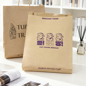 Diseño personalizado barato Grado alimenticio Biodegradable Ecológico Reciclable Agua a prueba de aceite Pizza Sushi Take Away Bolsas planas de papel Kraft - Product Image 3